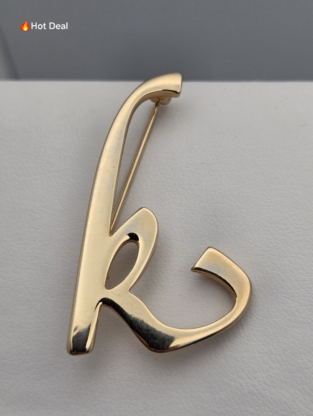 Letter K Initial Brooch Modernist Monogram Pin 1.6''
